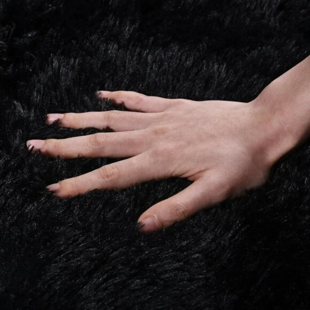 New 8x10 Black Shag Rug, Ultra Soft Non-Slip Fluffy Carpet for Living Room